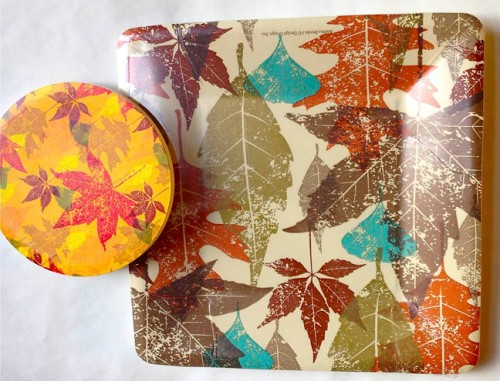 Leafy Autumn coaster and Plate